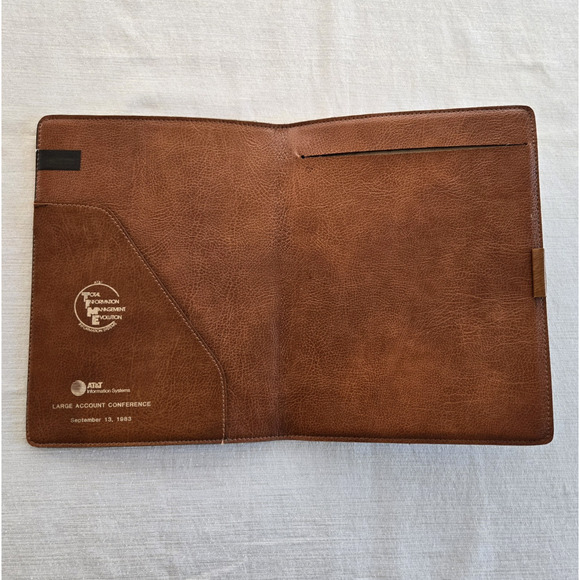 Vintage Portfolio Organizer Brown Leatherette Executive Brief Program AT&T 1983 - Picture 8 of 14